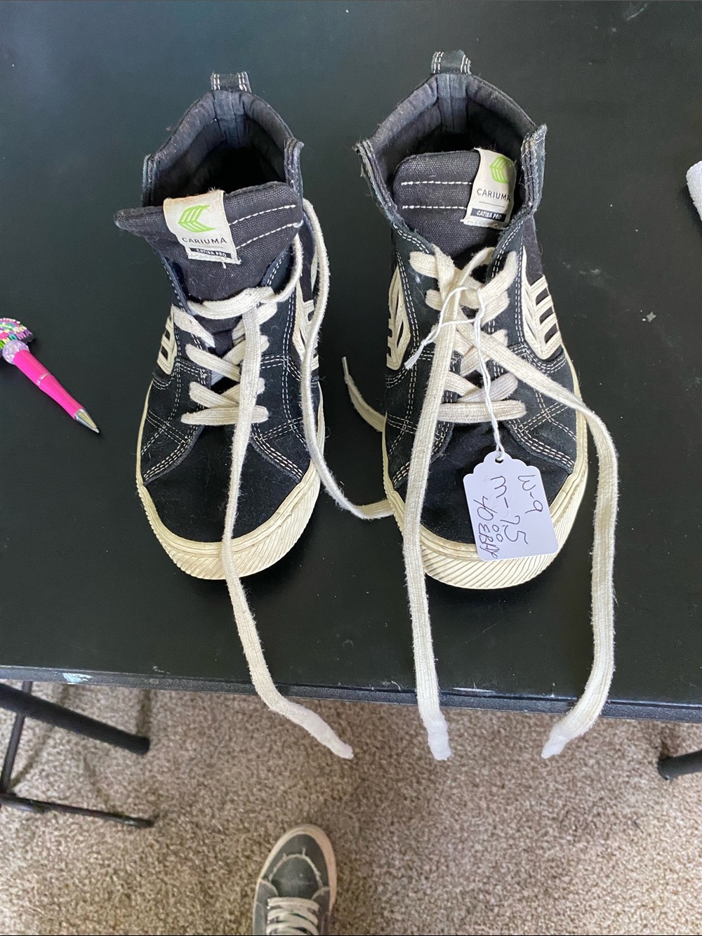 Cariuma Kids Black High-Top Sneakers with Cream Laces